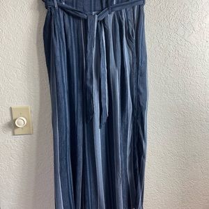 Rewash Striped Wide Leg Paper Bag Waist Rayon Pants Size Medium